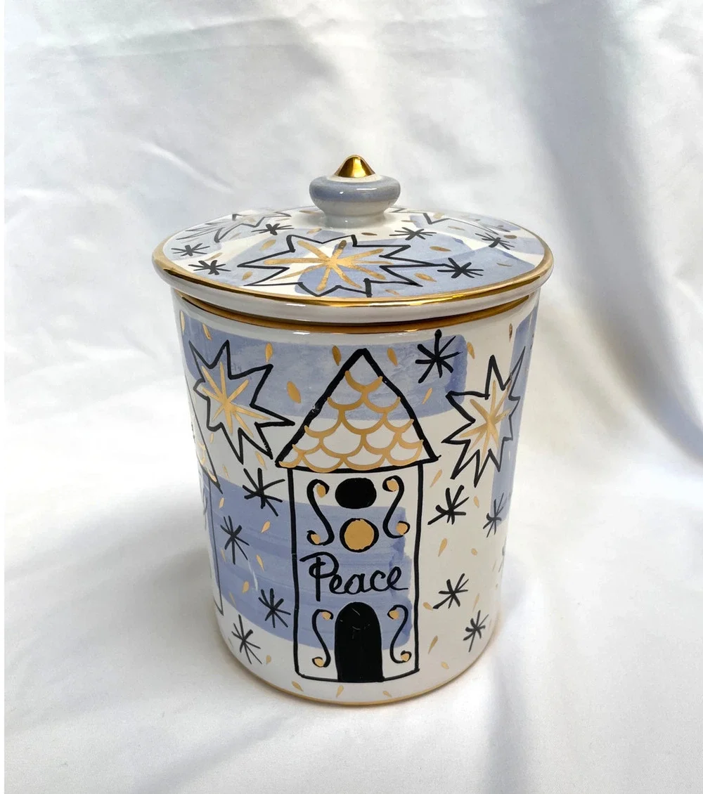 Vintage Rare Starbucks Sberna Deruta Canister, Winter Holiday Christmas